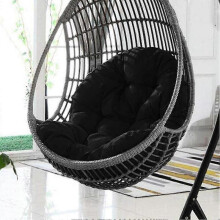 (Black)Swing Egg Chair Cushion Hangings Egg Chair Cushion 1 Seater Bench Cushion With Backrest For Indoor Outdoor Use(including