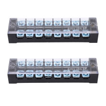 Industrie-Schraubklemmenleiste 2er-Pack 600 V 25 A Zweireihige Abdeckung 8-polig (2508)
