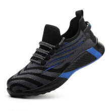 (Black Blue, EUR46) Men's Women's Safety Shoes Work Shoes With Steel Toe Cap Lightweight Safety Shoes