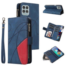 (Blue) Compatible With Motorola Moto G100 Wallet Case With Card Slots Pu Leather Zipper Flip Folio Cover