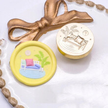 Vintage Wax Seal Stamp Replacement Head, Retro Floral Cherry Pattern, Scrapbooking and Invitation Card Decoration, Style 6