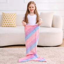 (Colorful Stars, 20inch*40inch(50cm*100cm)) Glow-in-the-Dark Mermaid Tail Blanket - Soft Flannel Wearable Plush for Girls, Teens & Adults - Perfect for All Seasons