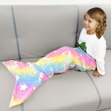 (Shell Mermaid, 20inch*40inch(50cm*100cm)) Glow-in-the-Dark Mermaid Tail Blanket - Soft Flannel Wearable Plush for Girls, Teens & Adults - Perfect for All Seasons