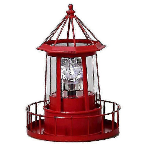Led Solar Powered Lighthouse, 360 Degree Rotating Courtyard Lights A