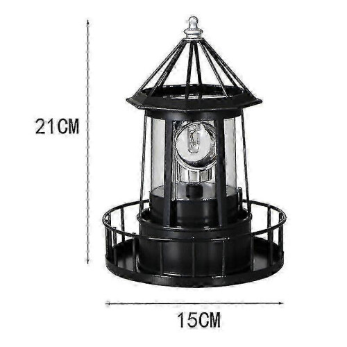 Led Solar Powered Lighthouse, 360 Degree Rotating Courtyard Lights A 2