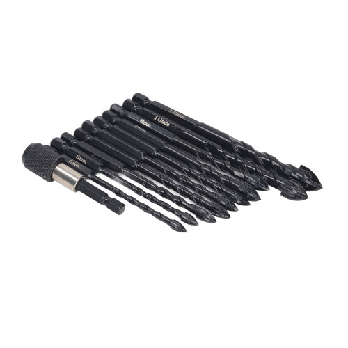 11 PCS Masonry Drill Bit Set – 5-12mm Carbide for Concrete, Tile, Glass