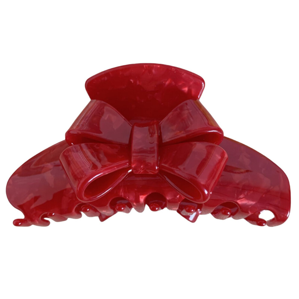 Bowknot Hair Claw Clip Large Non-Slip Hair Clamps for Styling Red Durable Accessories for Thick Hair-image-OPC-PJHD78X-NEW