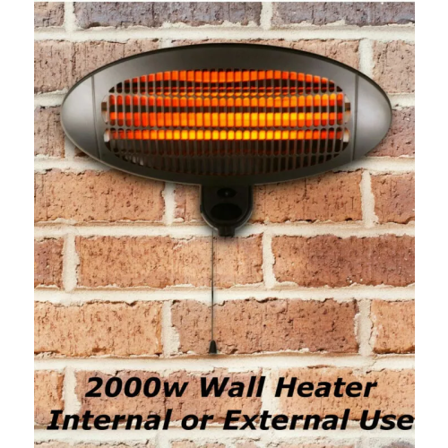 2000W Electric Wall Mounted Patio Heater with 3 Heat Settings