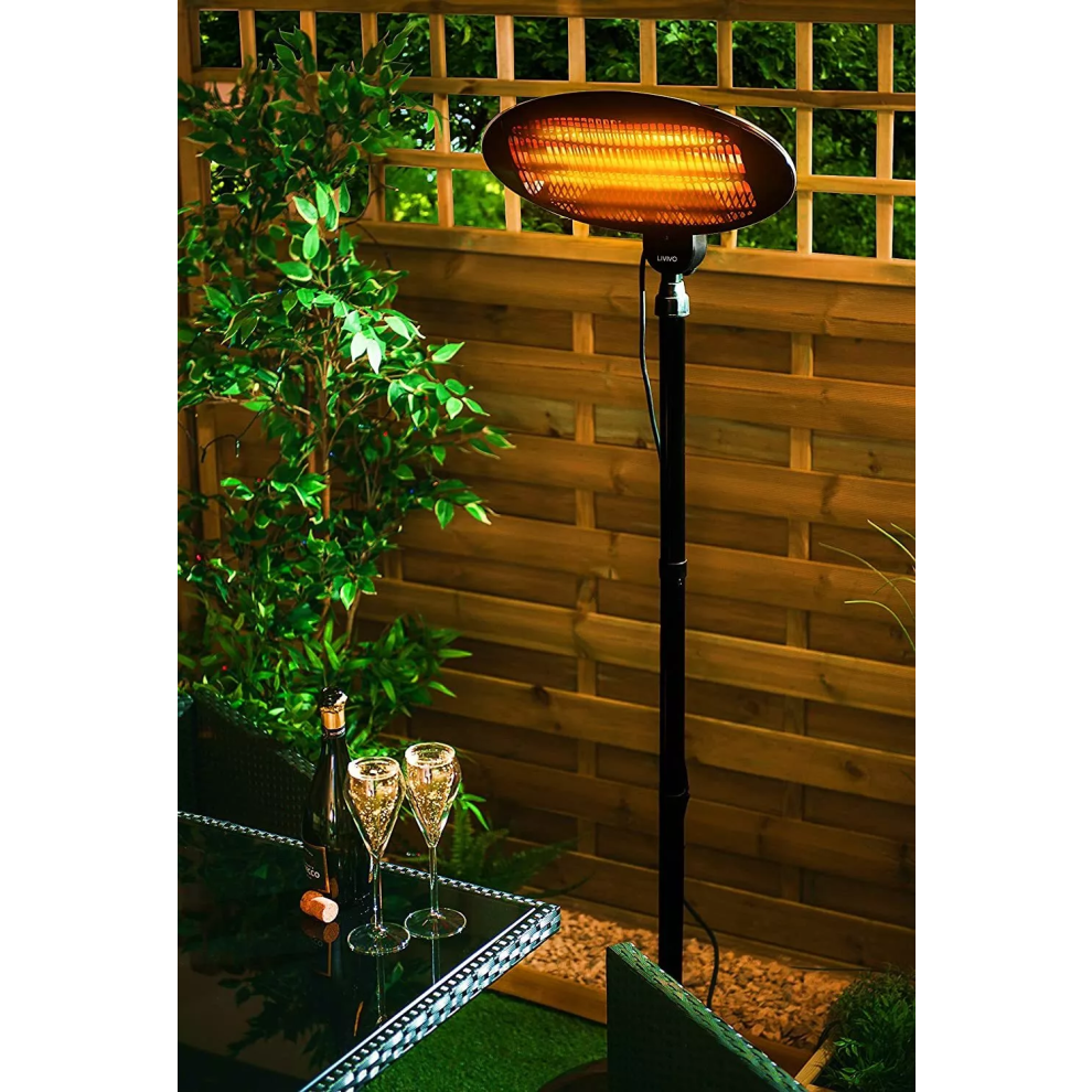 2KW Free Standing Electric Patio Heater with Quartz Heating Tubes