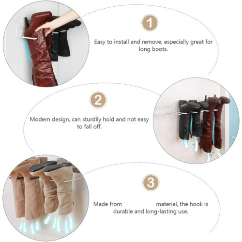 2 Piece High Boot Rack, Wall Mounted Boot Storage Organizer, Shoe Holder Shelf with Boot Shaper, Easy Installation 2
