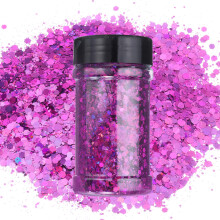 Holographic Chunky Glitter 100g Laser Purple Iridescent Glitter Powder for Nail Art, Crafting, and DIY Projects