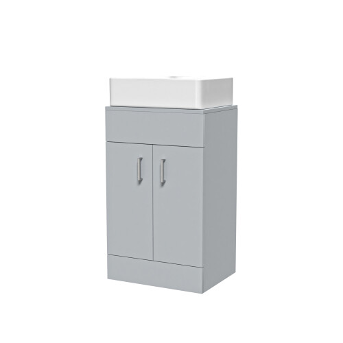 NES Home Nes Home 500mm Matte Grey Doors Vanity Unit, Worktop With Square Bowl Basin 1