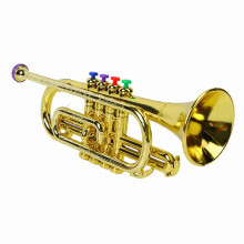 Gold Kid's Trumpet Toy with 4 Fun Colored Keys - Safe and Eco-Friendly