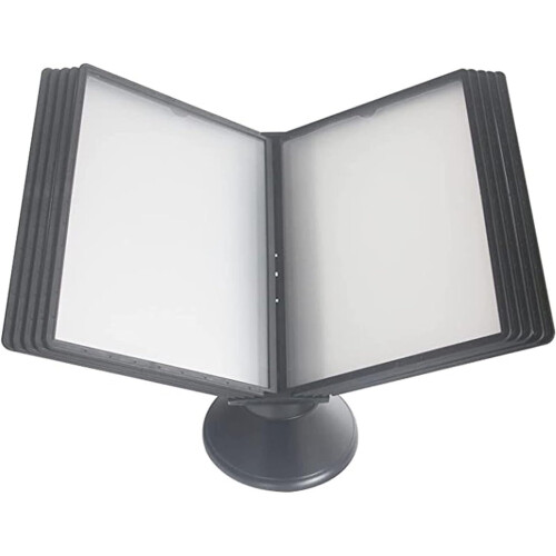 Desktop Reference and Catalog Display Stand A4 with 10 Compartments, Easy Load Pockets, Compact Weighted Flip Book Holder