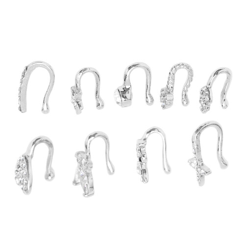 9-Stück Clip-Nasenring-Set - Einheitsgröße - Silber 2