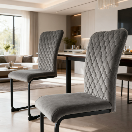 AINPECCA 4PCS Dining Chairs Velvet Cantilever Chairs Grey 1