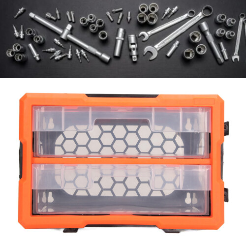 Hardware Box Organizer A2 with 2 Drawers, Large Capacity, PVC 295x195x165mm
