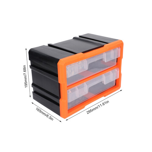 Hardware Box Organizer A2 with 2 Drawers, Large Capacity, PVC 295x195x165mm 1