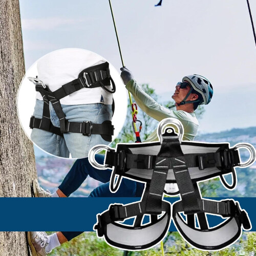Men's Climbing Harness, Adjustable Tree Climbing Belt | Durable Support Straps for Caving and Rappelling Gear 1