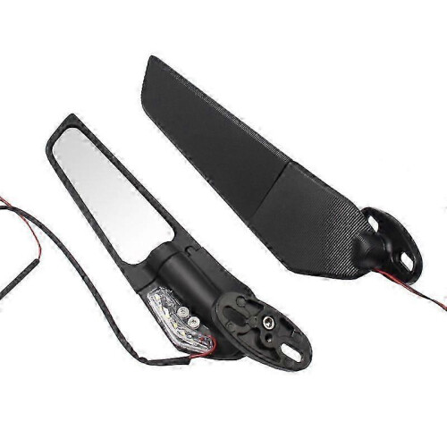 Fixed Wind Wing Rearview Mirror Spoiler with Light Motorcycle Modification 1