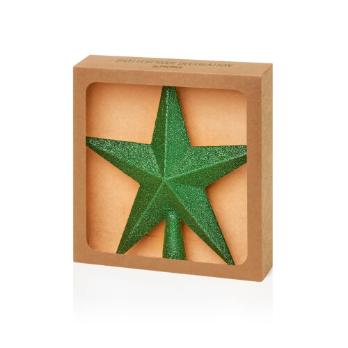 Premier Green Christmas Tree Star Topper Plastic Green Glitter Decoration 20cm 1