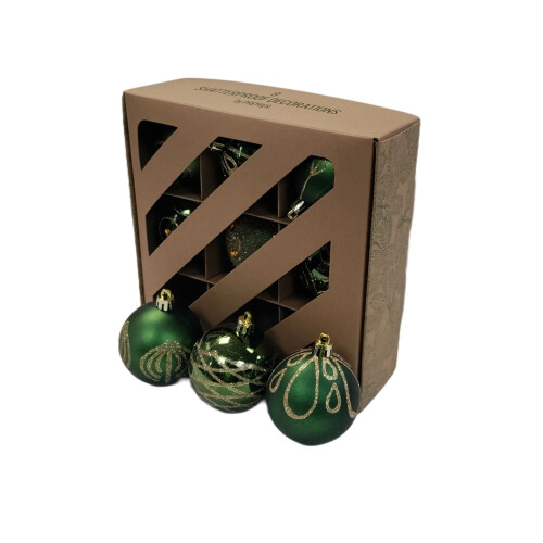 Premier 9 Decorated Dark Green Christmas Tree Baubles Hanging Ornaments 6cm 1