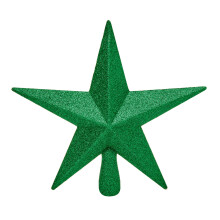 Green Christmas Tree Star Topper Plastic Green Glitter Decoration 20cm