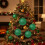 Premier 4 Large Green Christmas Baubles 10cm Hanging Glitter Tree Decoration 5