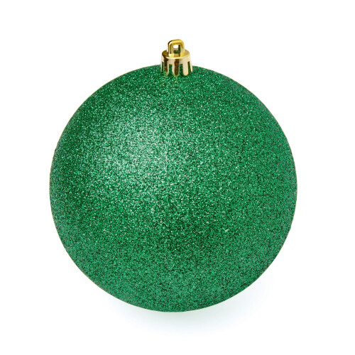 Premier 4 Large Green Christmas Baubles 10cm Hanging Glitter Tree Decoration 2