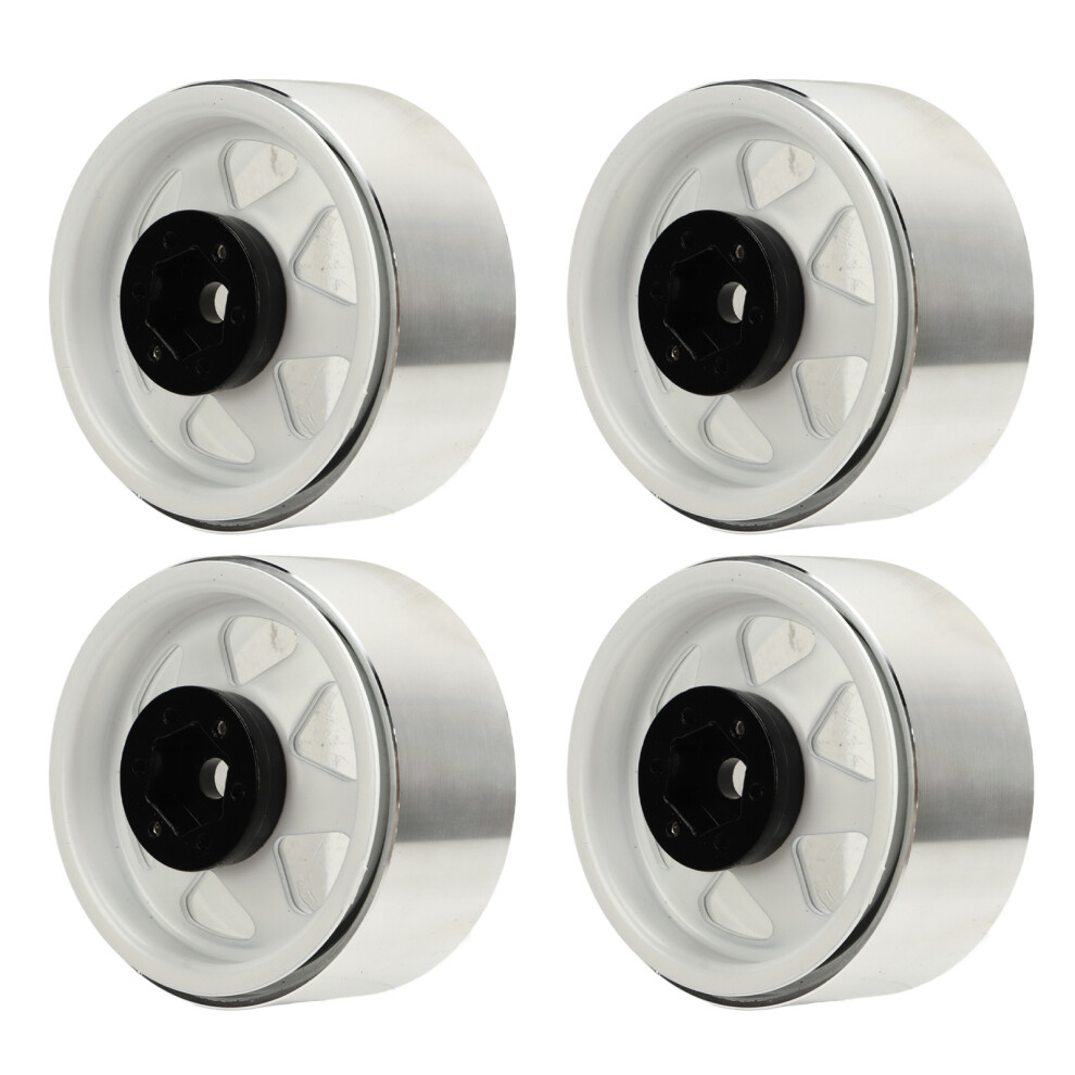 4Pcs 1.9'' Metal Beadlock Wheel Rims -8.9Mm Offset For Axial Scx10 90046 White 8451338666338