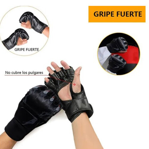 Halbfinger Kickboxhandschuhe Hochdichter Schaumstoff Schwarz Erwachsene 2