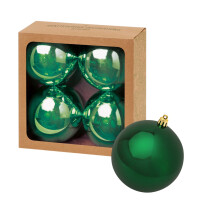 4 Large Christmas Baubles 10cm Shiny Dark Green Tree Decoration