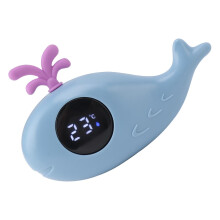 Blue Digital Baby Thermometer Cute Whale Water Measurement Multi Functional