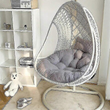 (light grey)Balcony Office Garden Rocking Chair Rattan Chairs Cushions Swing Hanging Basket Chair Cushion Egg Chair Hammock Cushion