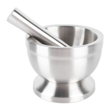 18/8 Stainless Steel Mortar and Pestle, 12x2x9cm, Food Grade, Skid Base