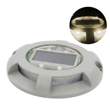 Solar Round Aluminum Alloy IP65 Waterproof LED Step Light, Warm Color