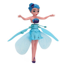 Fliegende Märchenfee-Puppe mit leuchtender Geste, USB aufladbar, Himmelstänzer-Flugdolls für Mädchen, Blau