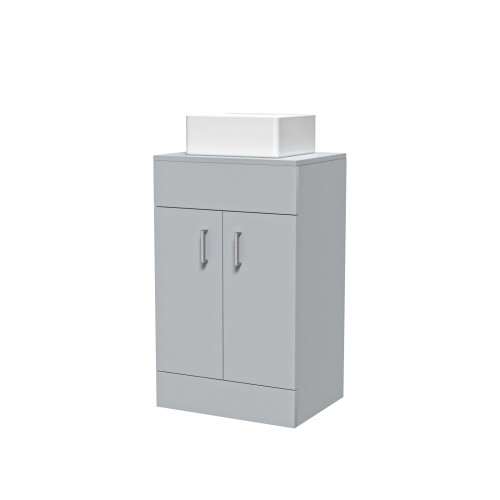NES Home Nes Home Matte Grey 500mm Bathroom Doors Vanity Unit Rectangle Ceramic Basin 1