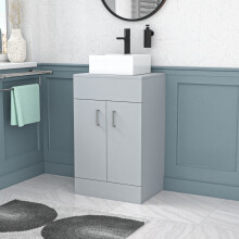 Nes Home Matte Grey 500mm Bathroom Doors Vanity Unit Rectangle Ceramic Basin