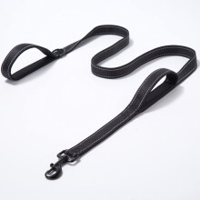 Dog Harness Reflective Padded Lead Two Handle Durable Nylon Training Leash for Small Medium Large Dogs Schwarz L 1.8m (5.9ft)