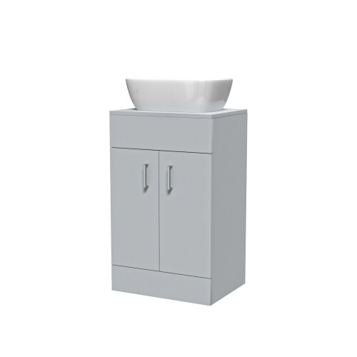 NES Home Nes Home Matte Grey 500mm Bathroom Doors Vanity Unit Rounded Rectangle Basin 1
