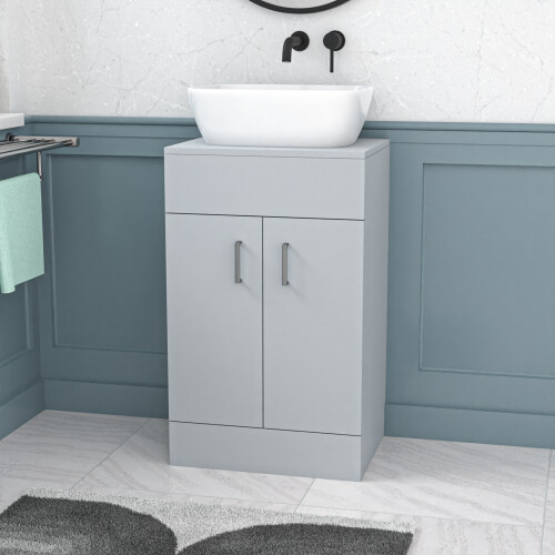 NES Home Nes Home Matte Grey 500mm Bathroom Doors Vanity Unit Rounded Rectangle Basin 2