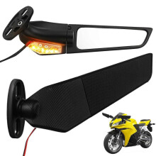 Motorcycle Side Rearview Mirrors with Turn Signals Aluminum Alloy Abs Material 1 Pair