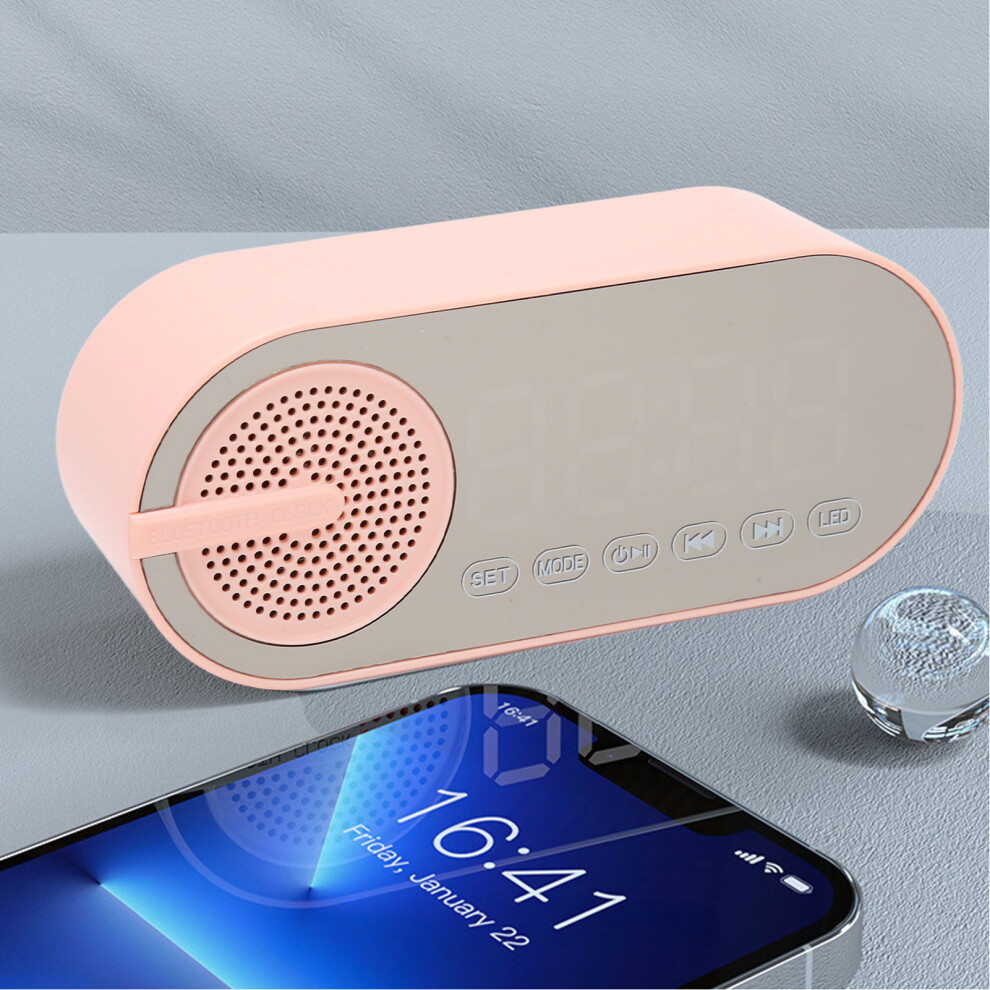 Digital Mirror Clock With Bluetooth Speaker, 1200Mah, Fm Radio Pink 8431338687991