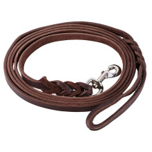 Dog Lead - Long Braided Leather Training Lead for Dogs, Flexible with Metal Buckle, 6ft Size for Everyday Use