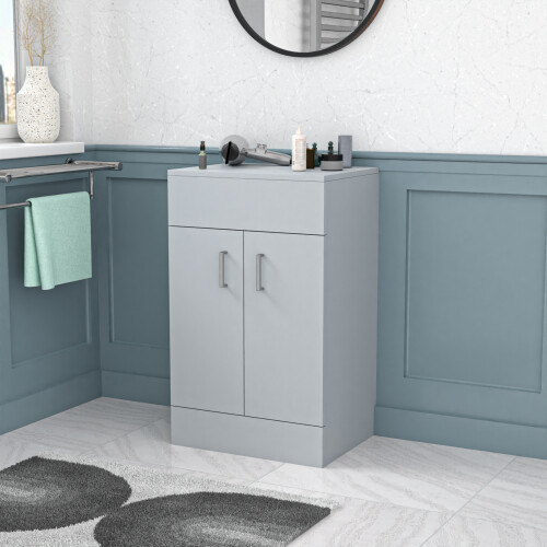 NES Home Nes Home 500mm Matte Grey Vanity Unit Cabinet With Worktop 2