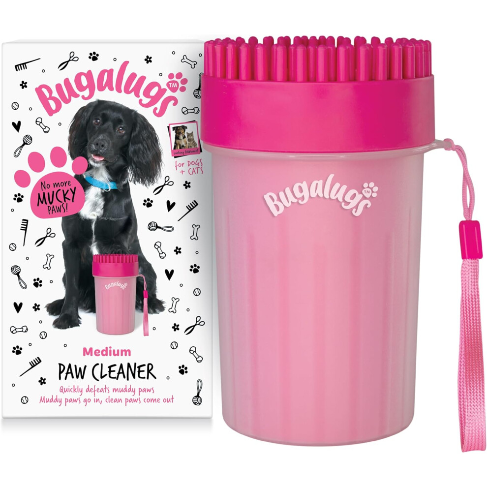 Bugalugs (, Medium) Dog Paw Cleaner Paw Washers For Dogs. A Portable Shower Paw Cleaner For Dogs & Cats. Foot Washer Is An Essential Paw Washer Do Pink