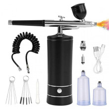 (Black) Airbrush Kit Multifunctional Cordless Airbrush Machine Kit Professional Studio Finishes