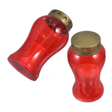 Pack of 2 Electronic Grave Candles with Lantern Holder for Cemetery Memorial Decoration and Halloween Remembrance