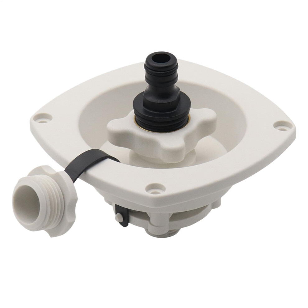 Rv Water Inlet With Cover And Lid, Durable Rv Water Hose Connector For Trailer And Motorhome, Fits Standard Hoses White 6276012319797